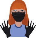 Vector illustration of a woman in a mask and gloves