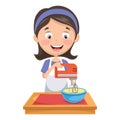 Vector Illustration Of Woman Mixing