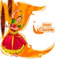 Vector illustration of Happy Onam Festival background of Kerala