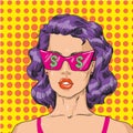 Vector Illustration of woman in pink sunglasses with dollar sign