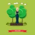 Vector illustration of woman singer in flat style