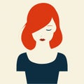 Vector illustration of woman suffering anxiety, sadness.