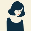 Vector illustration of woman suffering anxiety, sadness.