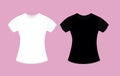 Vector illustration woman T-shirt design template. Black and white t-shirt colors in flat style. Royalty Free Stock Photo