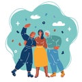 Vector illustration of woman togeth and having fun.