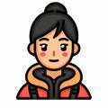Vector illustration of a woman in a warm jacket. Flat style. Royalty Free Stock Photo