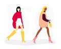 Vector illustration of women in autumn fashion clothes