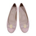 Vector Illustration of Women`s Ballet Flats in Dusty Pink Color, View from Above