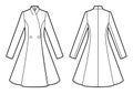 Vector illustration of women`s coat. Front and back