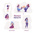 Vector illustration women s health. Fertility, ivf, breastfeeding