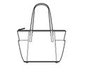 Vector illustration of women`s leather bag. Black and white sketch