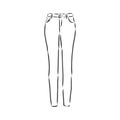 Vector illustration of women`s skinny pants. women`s skinny jeans, vector sketch illustration