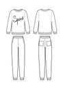 Vector illustration of women`s sport suit. Sweatshirt and pants.