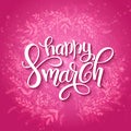 Vector illustration of womens day card with lettering - happy 8 march, frame from doodle branches Royalty Free Stock Photo