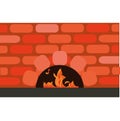 Vector illustration of a wood fired furnace. Firewood oven.