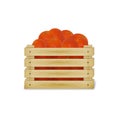 Vector illustration of a wooden box with tomatoes