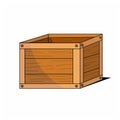 Vector illustration of wooden cartoon box