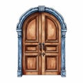 Realistic Watercolor Vector Illustration Of Arched Wooden Doors With Bold Color Contrast Royalty Free Stock Photo