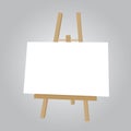 Vector illustration of wooden easel with blank white paper, Royalty Free Stock Photo