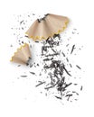 Vector illustration of wooden graphite pencil shavings from sharpener isolated on background Royalty Free Stock Photo