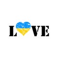 LOVE . heart with Ukrainian flag inside