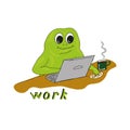 Vector illustration with working Mr. Frog