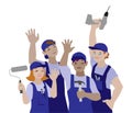 Vector illustration of working team, craftsmen. Royalty Free Stock Photo