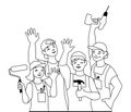 Vector illustration of working team, craftsmen.