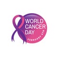 Vector illustration of World Cancer Day with ribbon