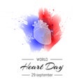 Vector Illustration of World health day. Concept white heart design on watercolor background Royalty Free Stock Photo