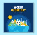 Vector Illustration for World Ozone Day with Hand Drawn Elements and Cartoon Background Royalty Free Stock Photo