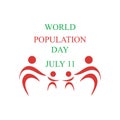 Vector illustration of World Population Day Concept, 11July. Overcrowded, overloaded, explosion of world population and starvation Royalty Free Stock Photo