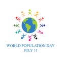 Vector illustration of World Population Day Concept, 11July. Overcrowded, overloaded, explosion of world population and starvation Royalty Free Stock Photo