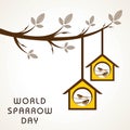 Vector illustration of World Sparrow Day stock image