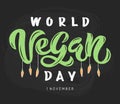 Vector illustration of World Vegan Day text