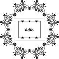 Vector illustration writing hello with crowd cute flower frame