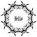 Vector illustration writing hello with crowd cute flower frame