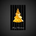 Vector illustration of a Xmas postcard with golden foil