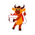 Vector illustration of the year symbol bull. Chinese new year. Isolated background