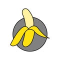 lustration of yellow banana peeled icon Royalty Free Stock Photo