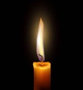 Vector illustration of a yellow candle on a black background