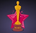 Vector illustration of yellow cinema award with red big star