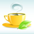 Vector illustration of a yellow cup of hot tea Royalty Free Stock Photo