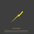 Vector illustration of a yellow lightning sign isolated on dark background.