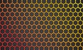 Vector illustration yellow orange line hexagon with black background