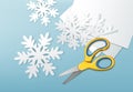 Scissors and paper snowflakes Royalty Free Stock Photo