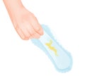 Vector illustration of yellow vaginal discharge On Sanitary Pad
