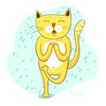 Vector illustration with yellow yoga cat character