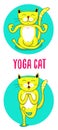 Vector illustration with yellow yoga cat character