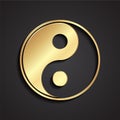 Yin-yang 3d golden symbol